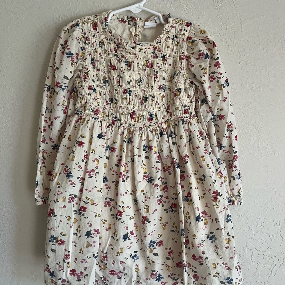 GAP Cream Floral Long Sleeve Dress